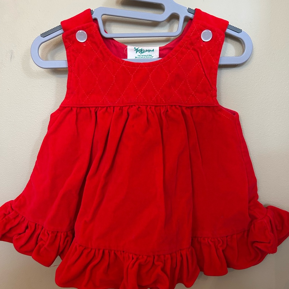 Vintage Tiny Tots Vibrant Red Kids Dress with Ruffles